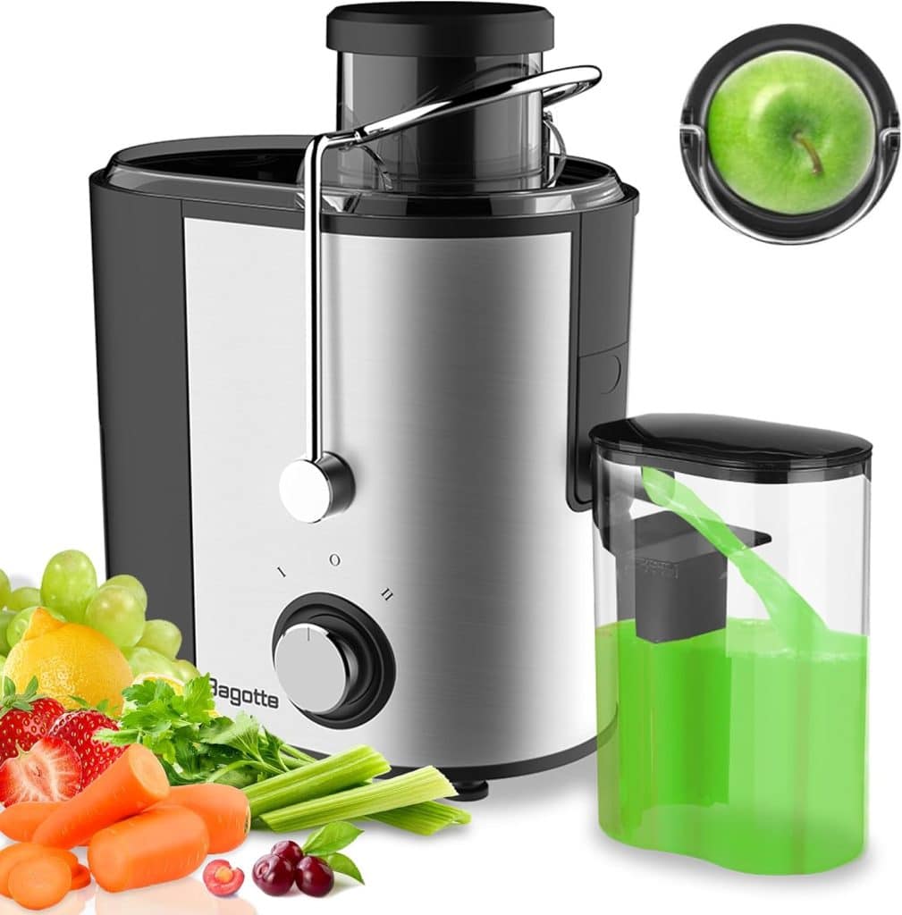 Bagotte Juicer Machines, Wide Mouth 3” Feed Chute Juicer Machines Vegetable and Fruit, Easy to Clean,Centrifugal Juicer,High Juice Yield Dual-Speed Juice Extractor with 304 Stainless Steel, BPA-Free
