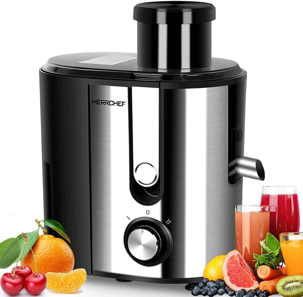 HERRCHEF Juicer, 600W Juicer Machines with 3 Wide Mouth for Vegetable and Fruit, Stainless Steel Centrifugal Juice Extractor Easy to Clean, BPA-Free, Anti-drip
