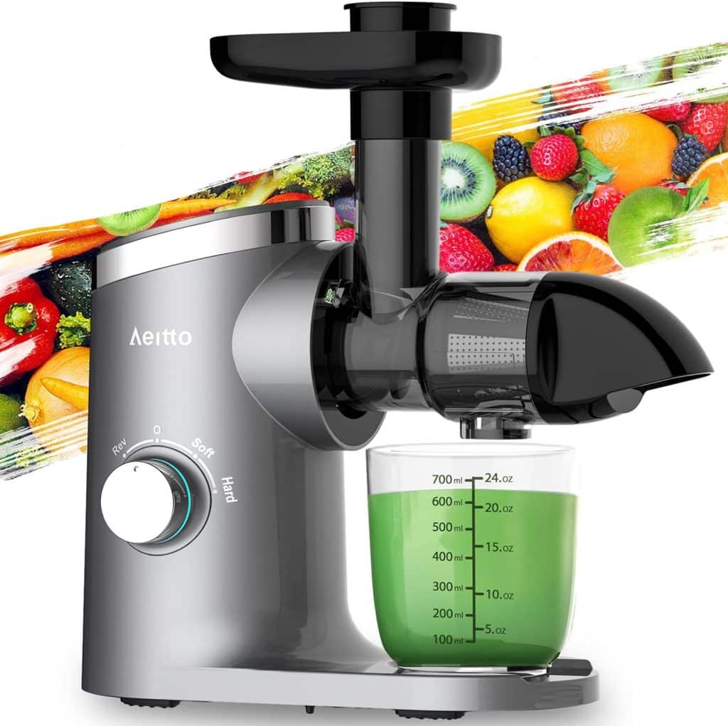 Slow Masticating Juicer, Aeitto Cold Press Jucier Machines, with Triple Modes,Reverse Function  Quiet Motor, Easy to Clean with Brush, Recipe for Vegetables And Fruits, Grey