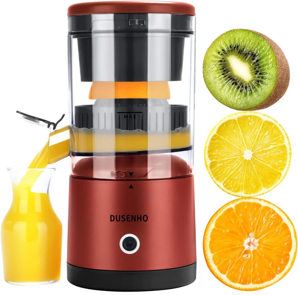 DUSENHO,Electric Juicer Rechargeable - Citrus Juicer Machines with USB and Cleaning Brush Portable Juicer for Orange, Lemon, Grapefruit