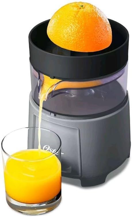 Oster Electric Citrus Juicer, High-Performance Silver 75 Watt Motor Electric Orange Juice Squeezer for Oranges, Lemons, and Limes