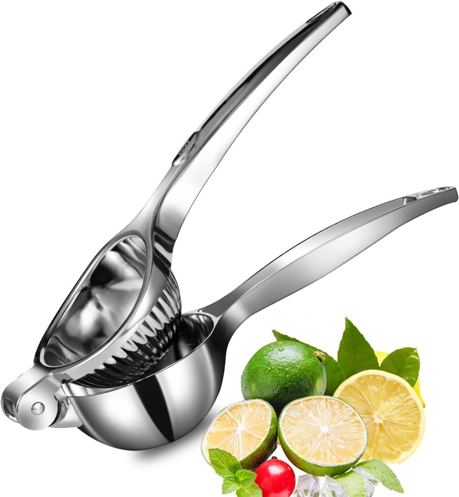 Premium Lemon Squeezer, TEZZ Large Heavy Duty Handhelp Juicer for Lemon, Stainless Steel Hand Press Citrus Juicer, Lime Squeezer Bar Tool, Manual Citrus Press