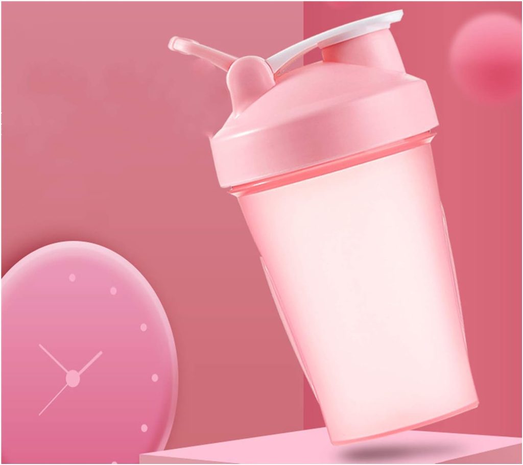 Protein Shaker Bottle Blender for Shake and Pre Work Out, Best Shaker Cup (BPA free) w. Classic Loop Top  Whisk Ball, Kitchen Water Bottle (16OZ-400ML-1PACK, Pink Top/Pink Body)