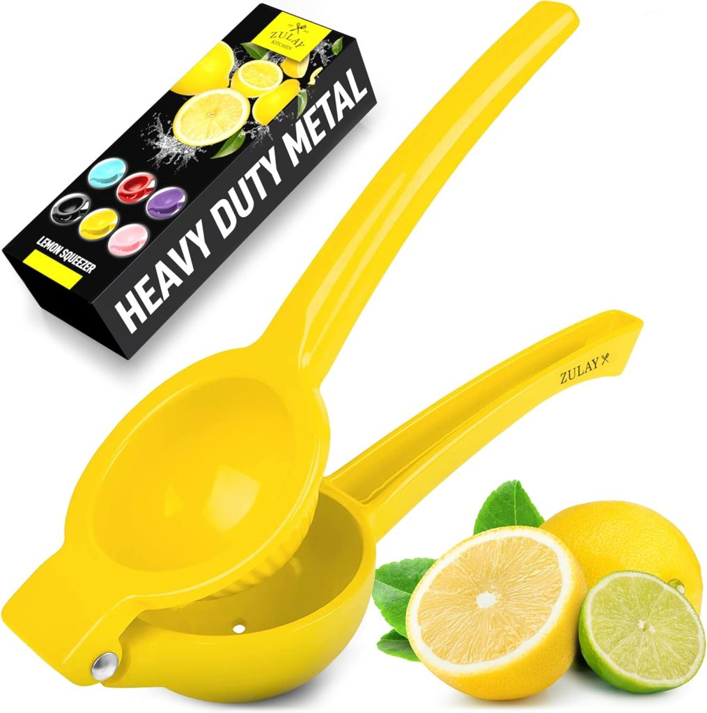 Zulay Kitchen Metal Lemon Squeezer - Handheld Lemon Juicer Squeezer - Easy to Use Citrus Juicer - Manual Press for Extracting the Most Juice Possible - Extracts Every Last Drop