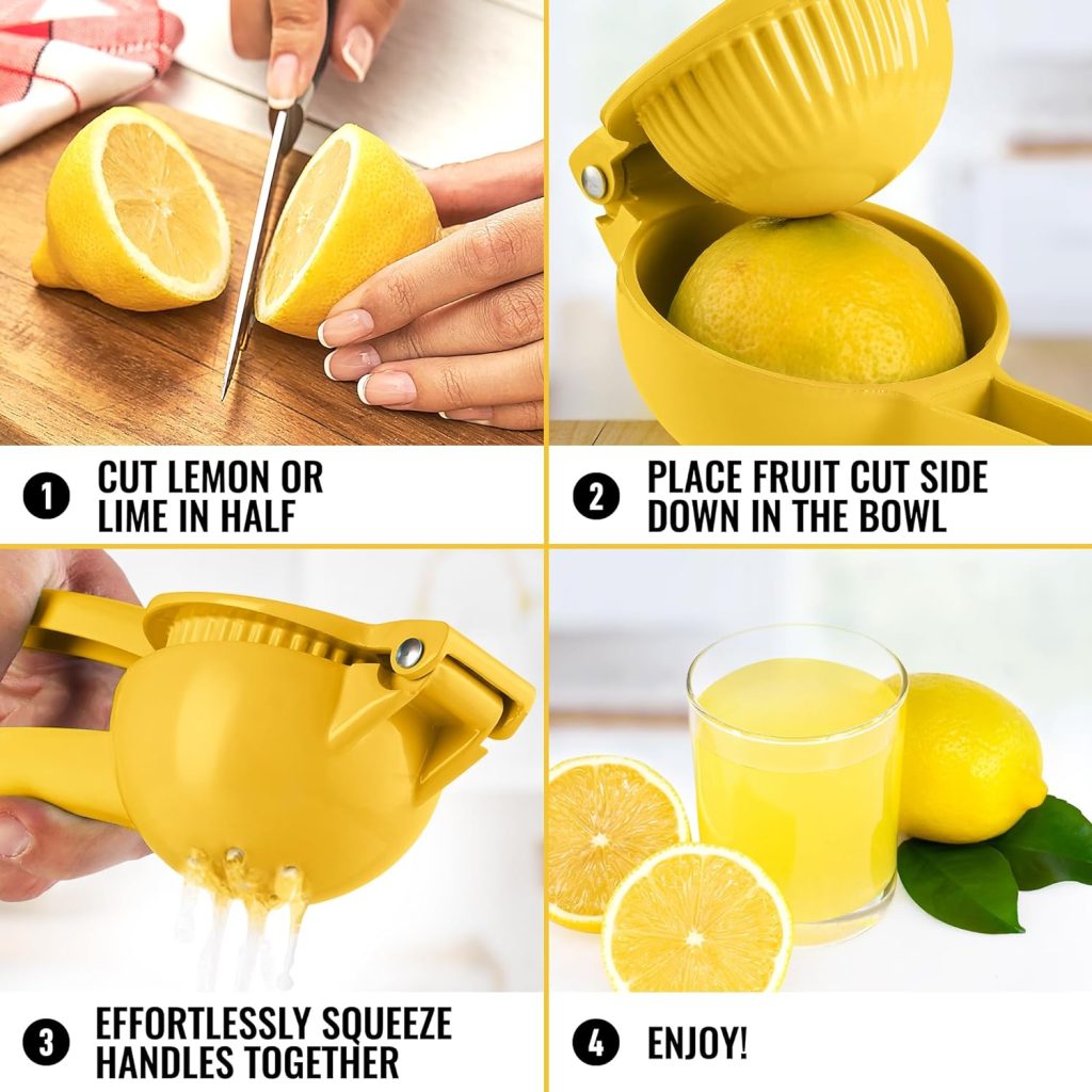 Zulay Kitchen Metal Lemon Squeezer - Handheld Lemon Juicer Squeezer - Easy to Use Citrus Juicer - Manual Press for Extracting the Most Juice Possible - Extracts Every Last Drop