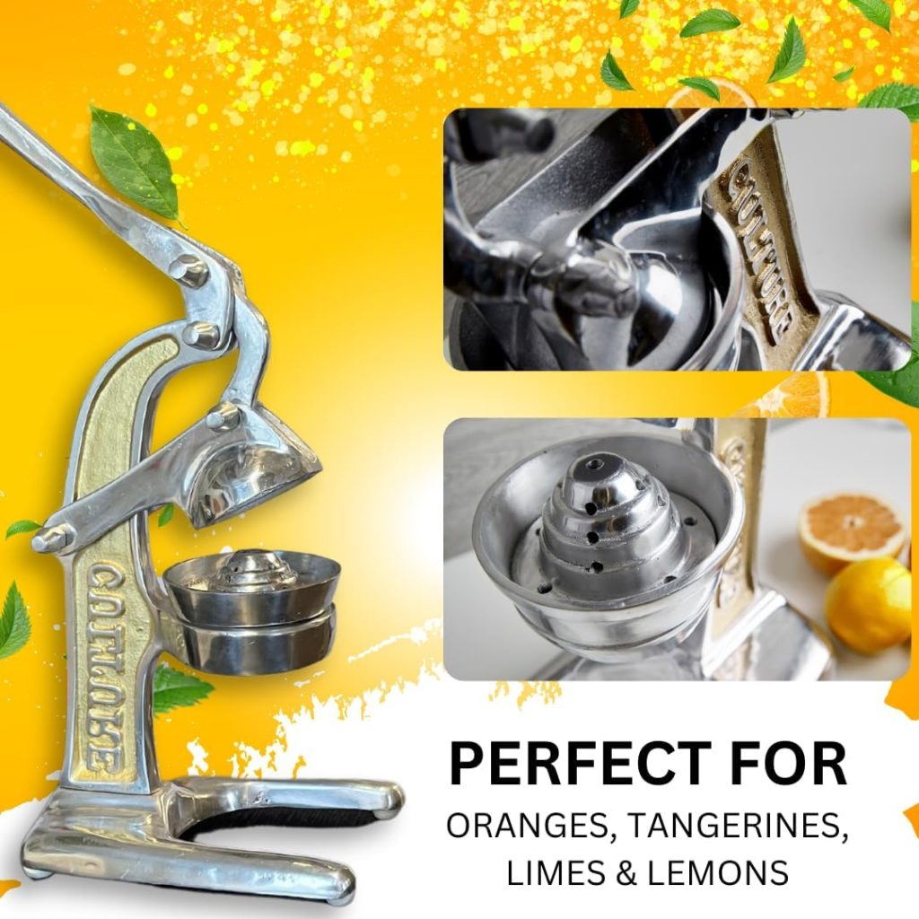 Artisan Crafted Cast Aluminum Professional Grade Manual Hand Press Juicer For Fresh Squeezed Orange, Lemon, Lime, Grapefruit and Citrus Fresh Morning Drinks, or Cooking by Verve CULTURE,Green