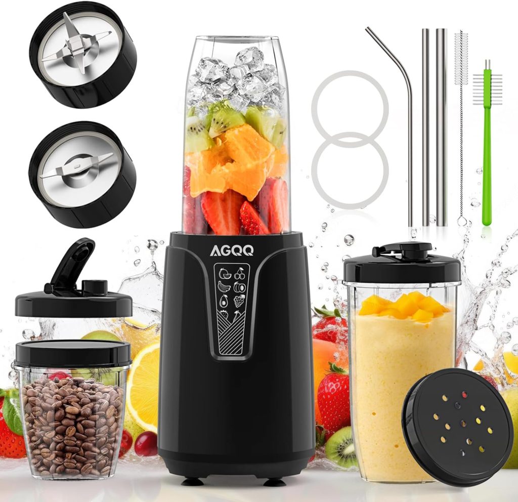 Blender for Shakes and Smoothies, 850W Personal Blender Smoothie Maker, 17 Pieces Countertop Blenders for Kitchen with 6-Edge Blade, Smoothie Blender with 2 * 20 oz To-Go Cups BPA Free