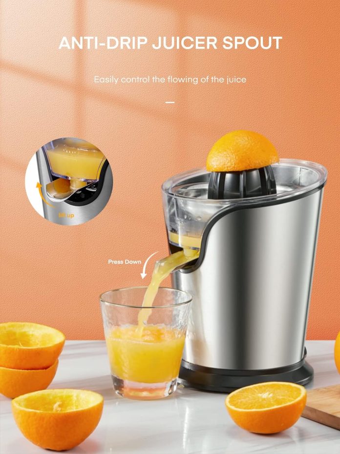 fohere orange juice squeezer electric citrus juicer with two interchangeable cones suitable for orange lemon and grapefr 2