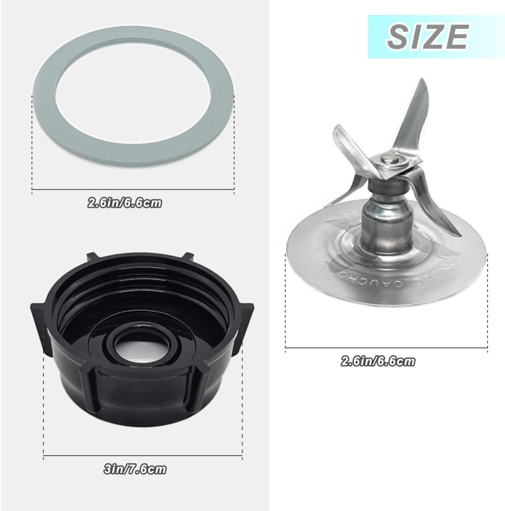 for Oster Blender Replacement Parts Blender Ice Blade with Jar Base Cap and Two Rubber O Ring Seal Gasket Accessory Refresh Kit