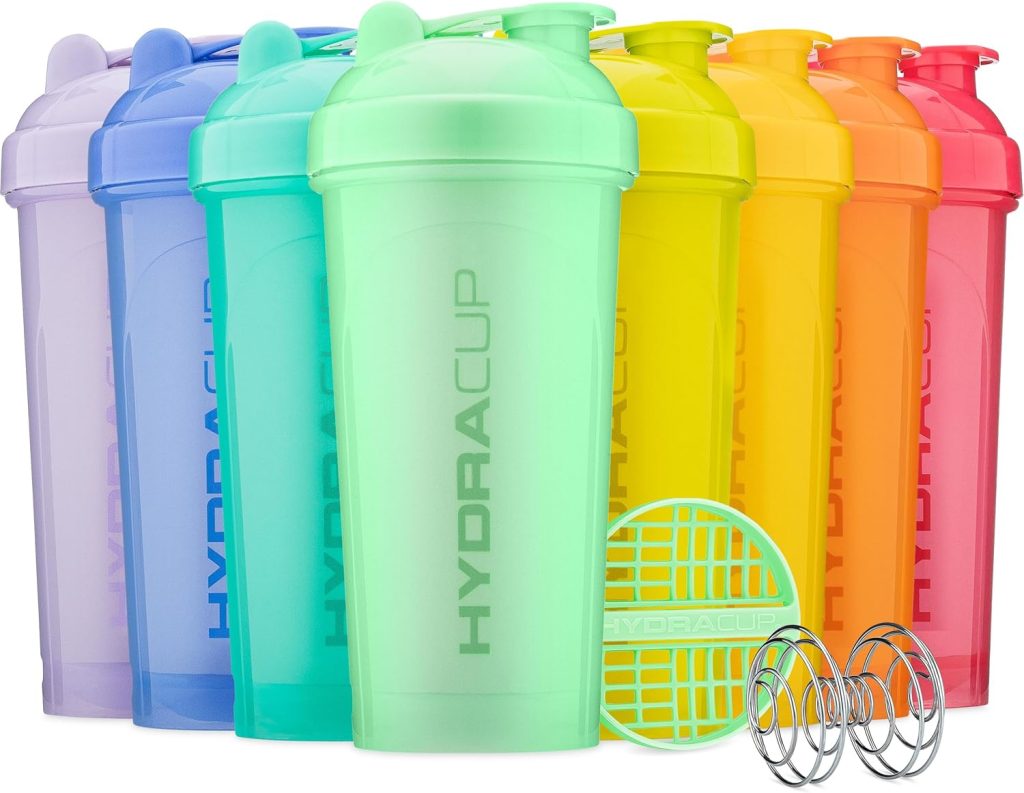 Hydracup [8 Pack] - 28 oz OG Shaker Bottle for Protein Powder Shakes  Mixes, Dual Blender, Wire Whisk  Mixing Grid, BPA Free Shaker Cup Blender Set