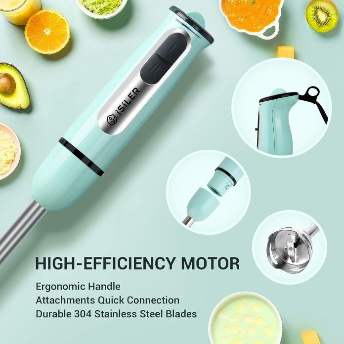 immersion hand blender isiler 5 in 1 500 watt multi purpose stick blender with 860ml food chopper 600ml container milk f 3