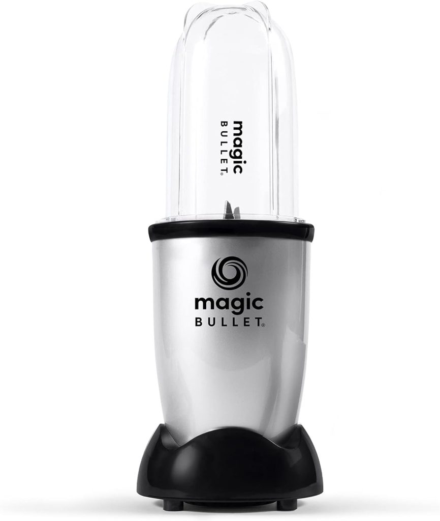 M.B Magic Bullet Essential Personal Blender, Silver - 250W Motor with Tall Cup, stainless steel cross blade and 1 to-go lid