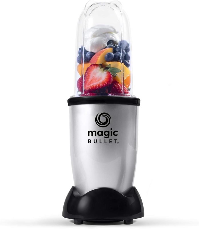 mb magic bullet essential personal blender silver 250w motor with tall cup stainless steel cross blade and 1 to go lid