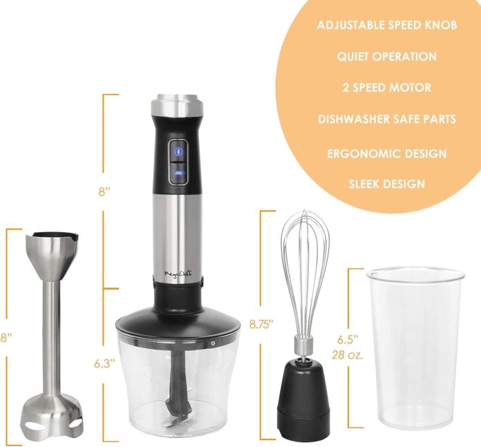 megachef mc 158c 4 in 1 multipurpose immersion hand blender with speed control and accessories 4in1 silver 3