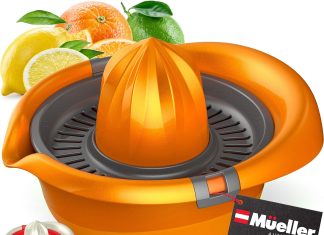 mueller citrus lemon orange juicer hand squeezer rotation press manual juicer with easy pour spout european made dishwas