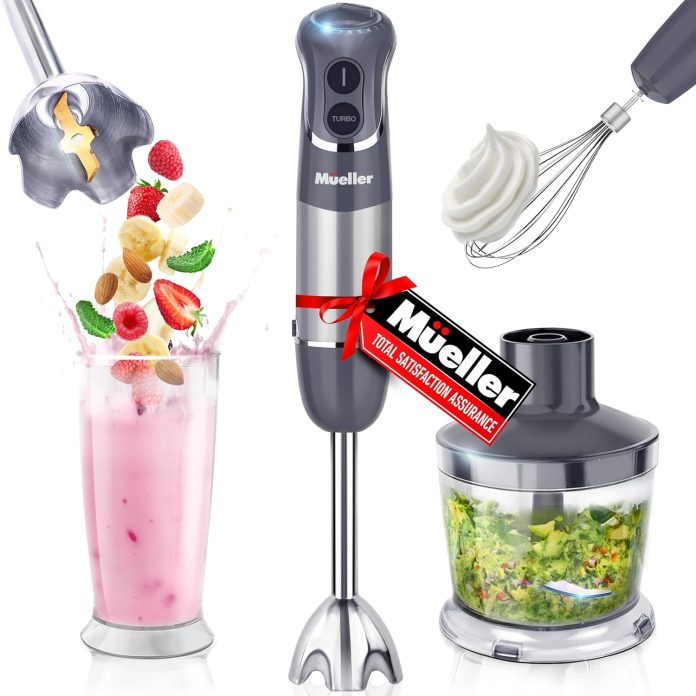 mueller smart stick 800w 12 speed and turbo mode 3 in 1 heaviest duty copper motor immersion blender titanium steel blad