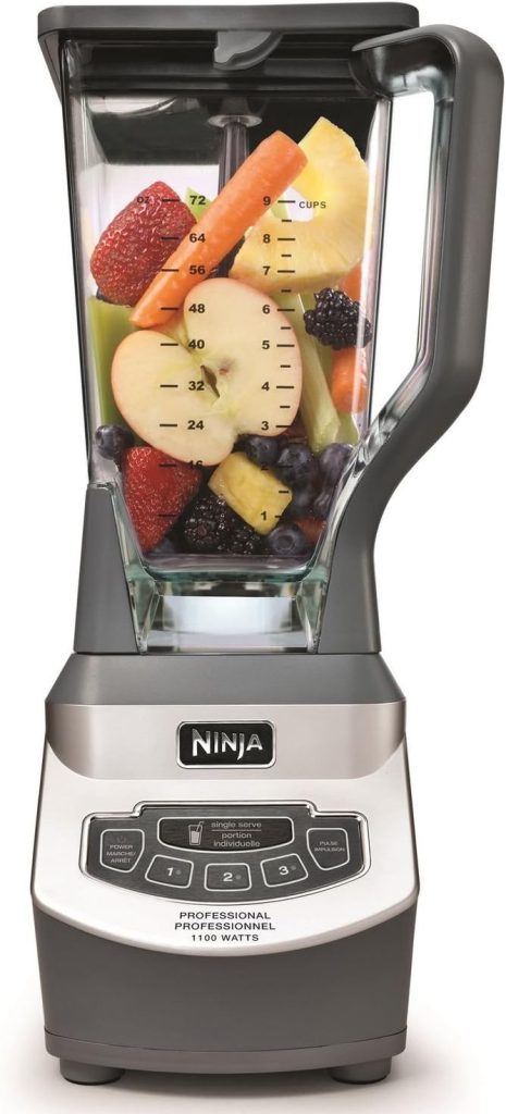 Ninja BL660 Professional Compact Smoothie  Food Processing Blender, 1100-Watts, 3 Functions -for Frozen Drinks, Smoothies, Sauces,  More, 72-oz.* Pitcher, (2) 16-oz. To-Go Cups  Spout Lids, Gray