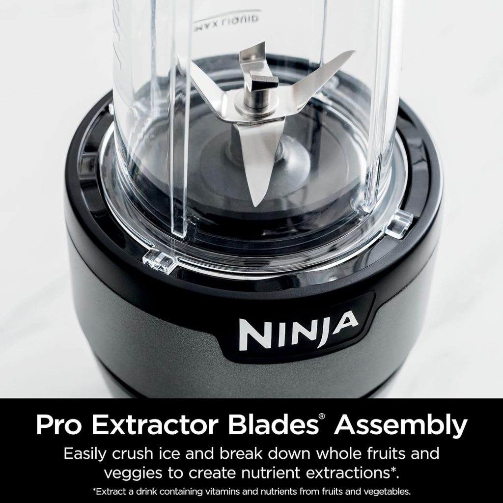 Ninja BN301 Nutri-Blender Plus Compact Personal Blender, 900-Peak-Watt Motor, Frozen Drinks, Smoothies, Sauces  More, (3) 20 oz. To-Go Cups, (2) Spout-Lids (1) Storage-Lid, Dishwasher Safe, Silver