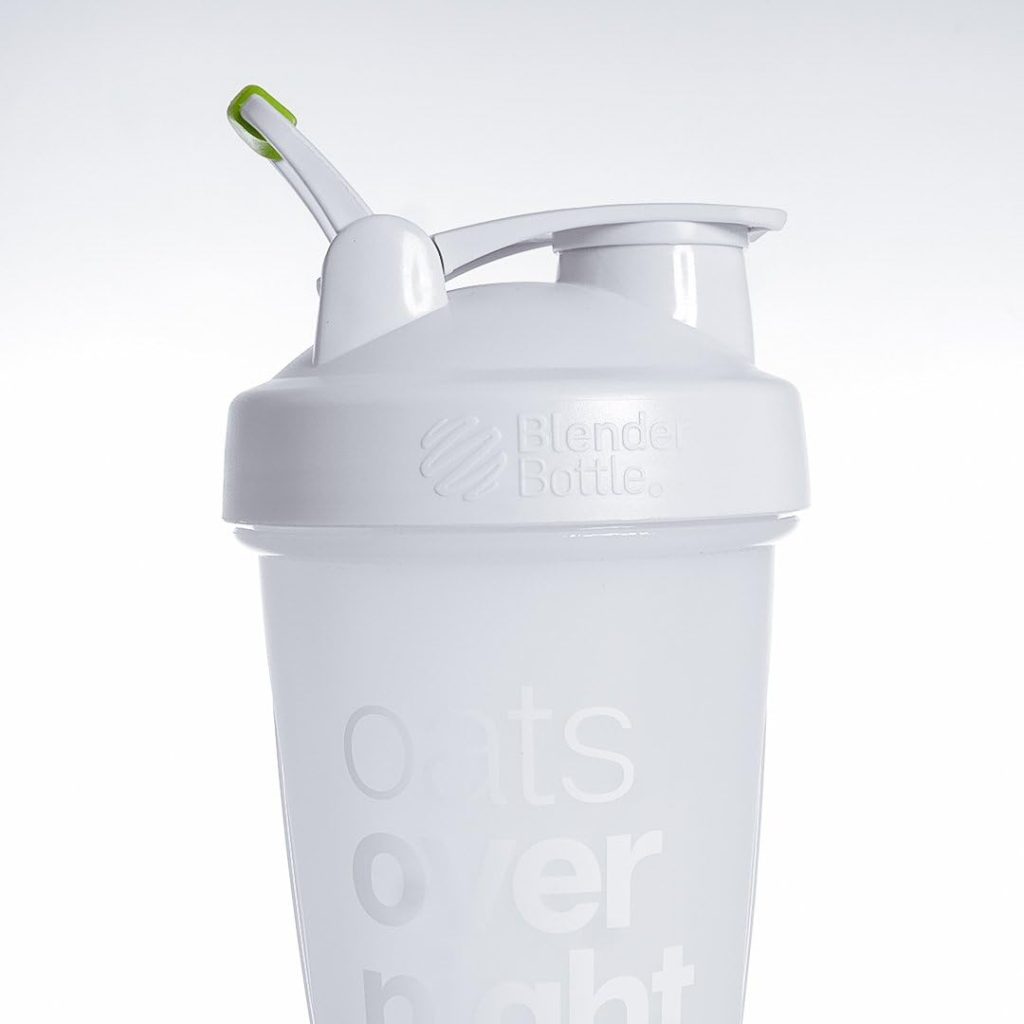 Oats Overnight BlenderBottle - Customized for Overnight Oats - NO WHISK BALL - Milk Fill Line - Clear/White/Green - 20-Ounce Loop Top