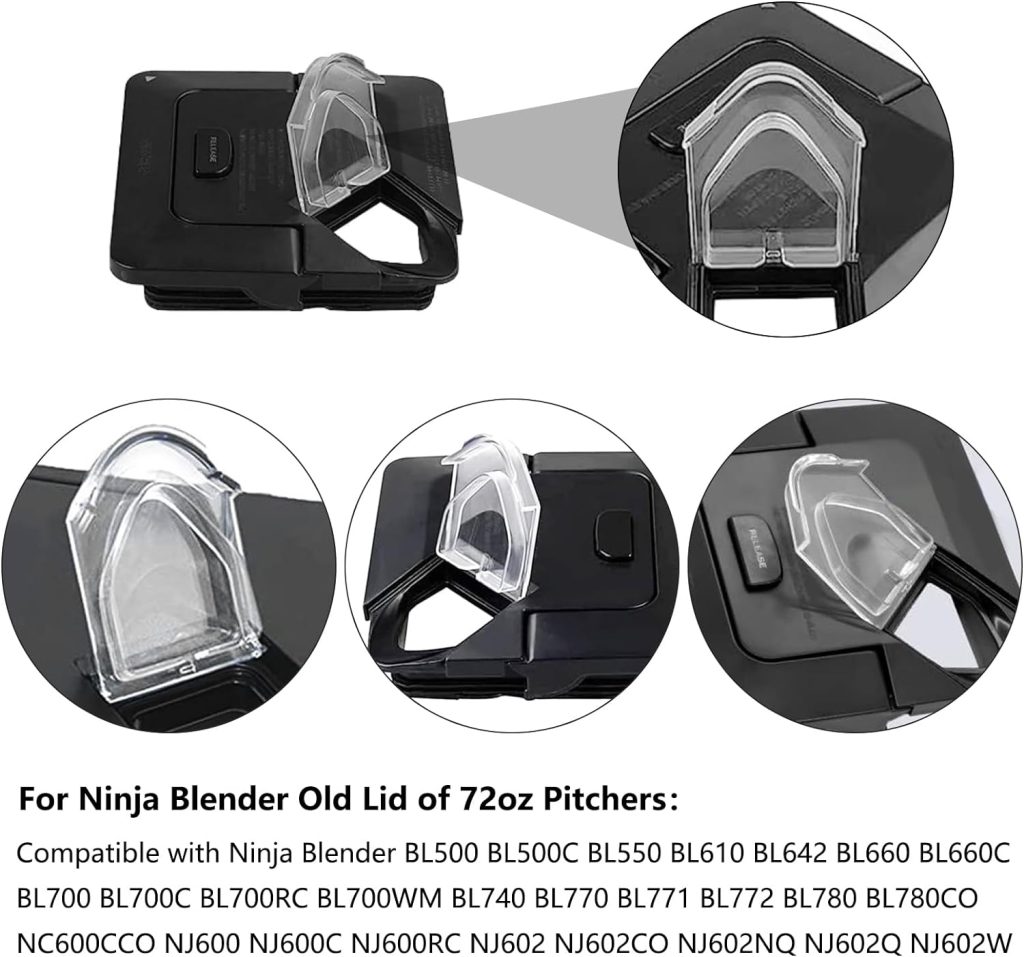 Pour Spout Cover for Ninja Blender Lid Replacement Lid for Ninja Blender 72 oz Pitcher, Flap Spout Cover Replacement Parts for Ninja Blender, NJ600 BL610 BL740 BL700