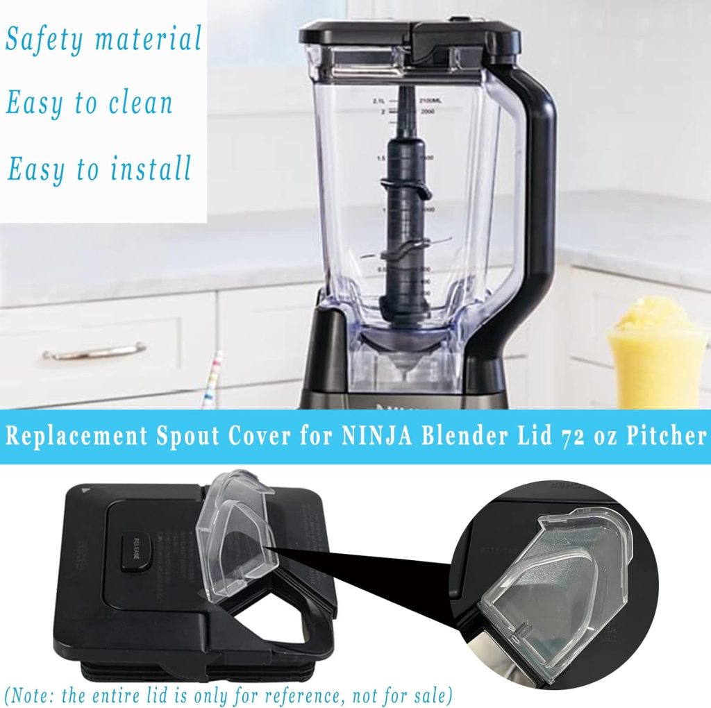 Pour Spout Cover Replacement for Ninja Blender Lid, Replacement Spout Cover for Ninja Blender 72 oz Square Pitcher, Suitable for NJ600-NJ602 and BL500-BL781, Clear
