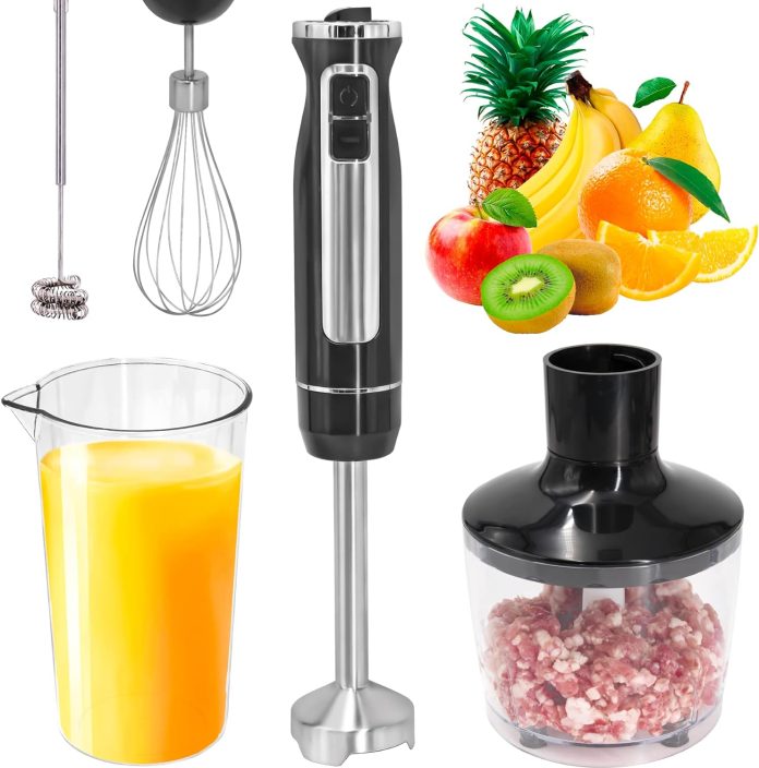 powerlix 5 in 1 hand blender 800w powerful motor bpa free accessories adjustable speed and turbo boost ergonomic grip ea