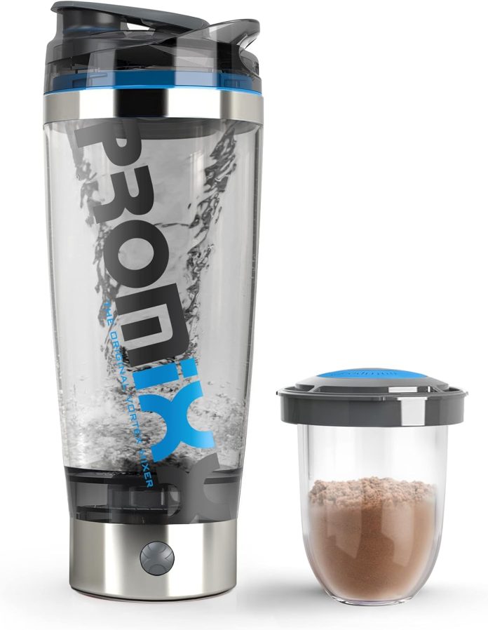 promixx pro shaker bottle ix r edition rechargeable powerful for smooth protein shakes includes supplement storage bpa f
