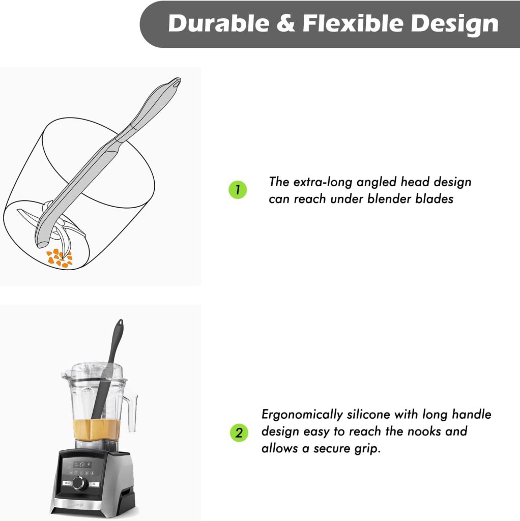 Silicone Blender Spatula, Slim Blade Scraper Accessory Designed for Vitamix Blender Blades