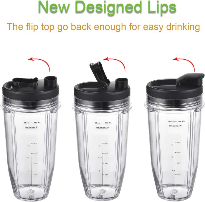 upgraded replacement 24oz nutri ninja blender cup with sip seal lid for bl450 bl454 bl456 bl480 bl482 bl640 bl642 bl682 1 1