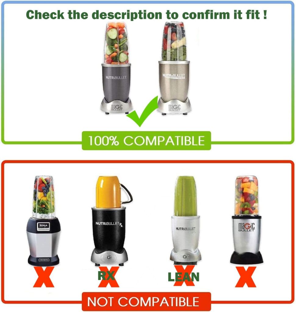 32oz Replacement Blender Cups with Flip-Top To-Go-Lid Compatible with Nutribullet 600W 900W Blenders, 2 Pack Blender Cups with Lids Replacement Parts 500 600 900 Watt Series Blender Accessory