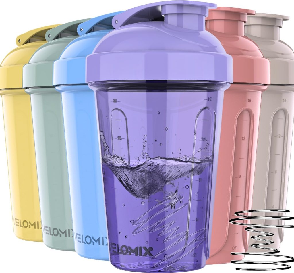 -6 PACK- 20 OZ Protein Shaker Bottles for Protein Mixes, Shaker Cups for Protein Shakes, Small Shaker Bottle Pack, Shaker Cup, Shakers for protein Shakes (6 Pack - 20 oz)