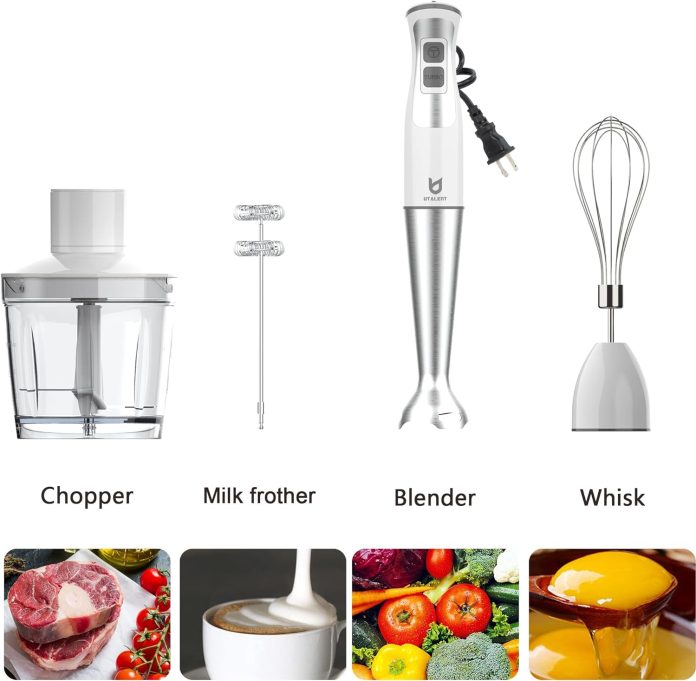 immersion hand blender utalent 5 in 1 8 speed stick blender with 500ml food grinder bpa free 600ml containermilk frother 1
