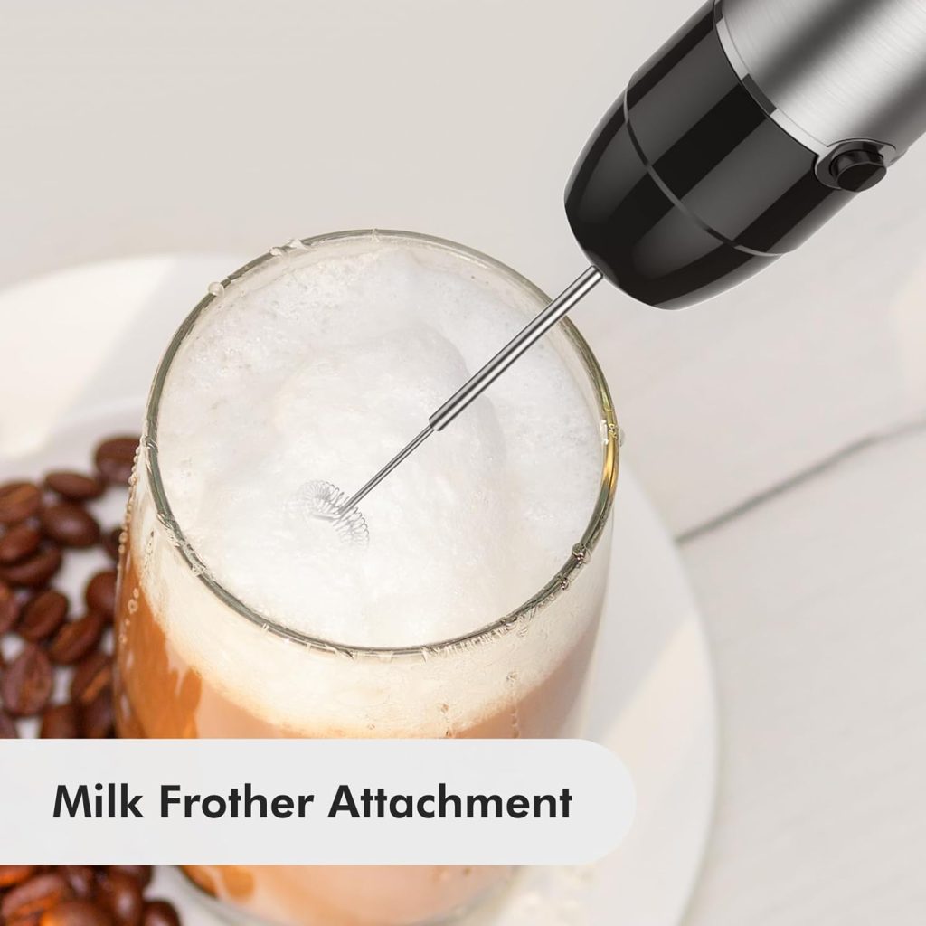 KOIOS 1000W Immersion Hand Blender, Upgrated 5-in-1 Handheld Blender, Full Copper Motor, Titanium Enhanced Blender Shaft, 12-Speeds, 600ml Mixing Beaker, 500ml Chopper, Whisk  Milk Frother
