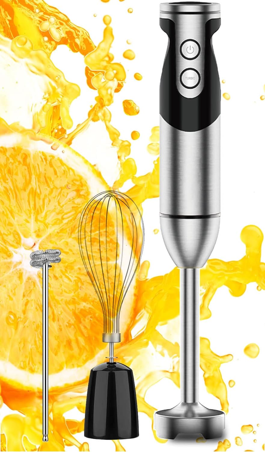 megawise stainless steel titanium reinforced 3 in 1 immersion hand blender powerful with 80 sharper blades 12 speed cord