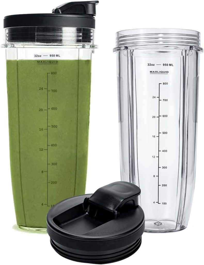 24OZ Replacement Cups Compatible with Ninja Nutri BN401, SS101, BN400, BN800, BN801, SS351, SS151 TWISTi DUO Blender, with Upgraded Sip and Seal Lids- Convenient to Drink Directly.(2 Pack)