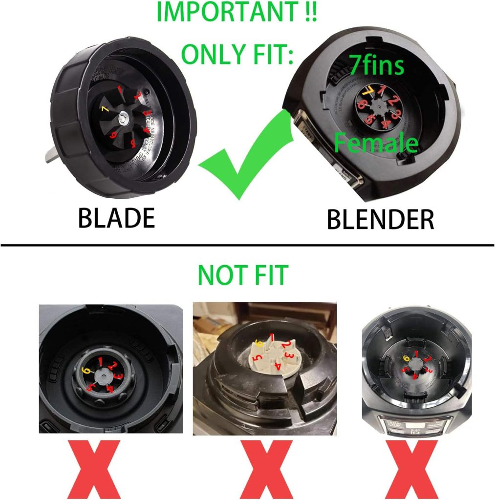 7 Fin Gears Replacement Blender Blade Fit Ninja BN751 BN801 BL450-30 BL456-30 BL454-30 Auto iQ Pro BL685 BL482-30 BL491 BL682-30 BL642 32oz 24oz 18oz Foodi ss351 ss401 Cup Nutri Blender Parts
