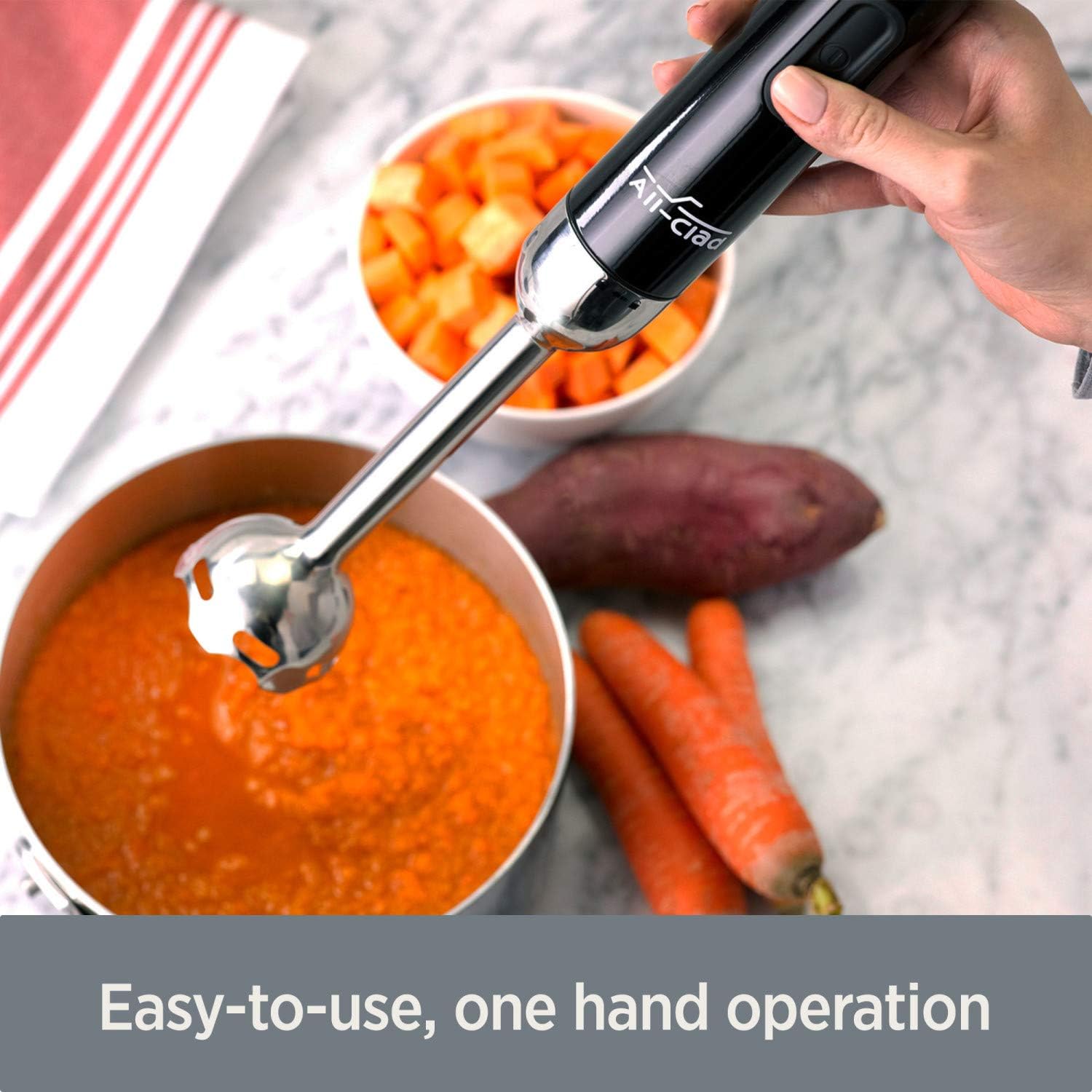 all clad cordless rechargeable stainless steel immersion multi functional hand blender 5 speed silver 1