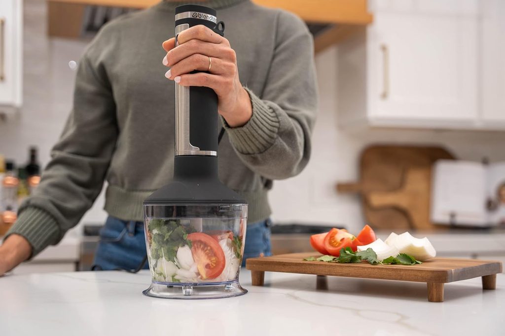 Blendtec Immersion Blender - Handheld Stick Blender, Whisk, and Food Processor - Includes 3 Attachments, 20 oz BPA-Free Jar, and Storage Tray - Stainless Steel