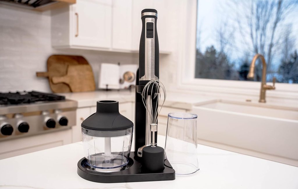 Blendtec Immersion Blender - Handheld Stick Blender, Whisk, and Food Processor - Includes 3 Attachments, 20 oz BPA-Free Jar, and Storage Tray - Stainless Steel