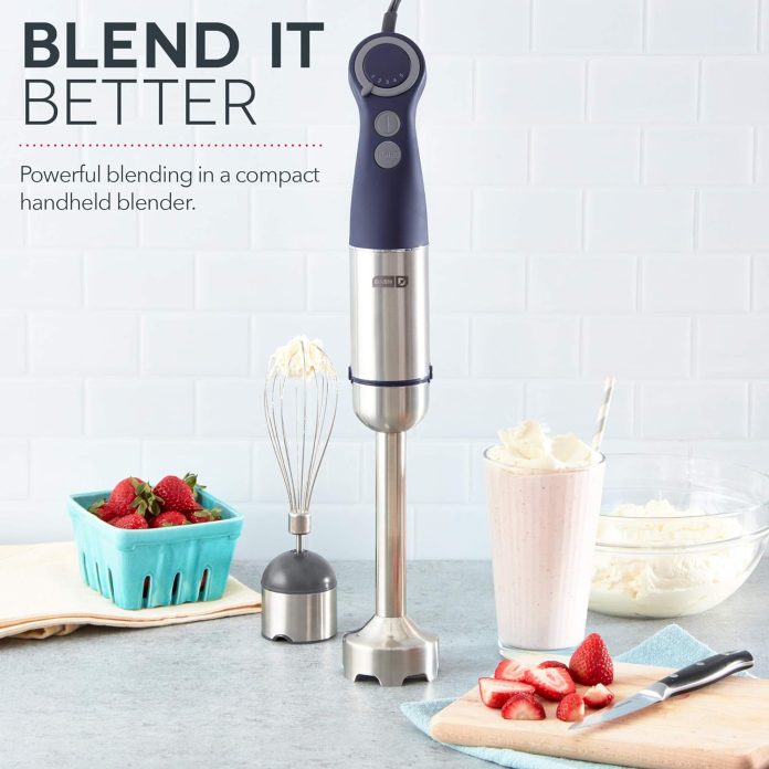 dash chef series deluxe immersion hand blender 5 speed stick blender with stainless steel blades dough hooks food proces 1