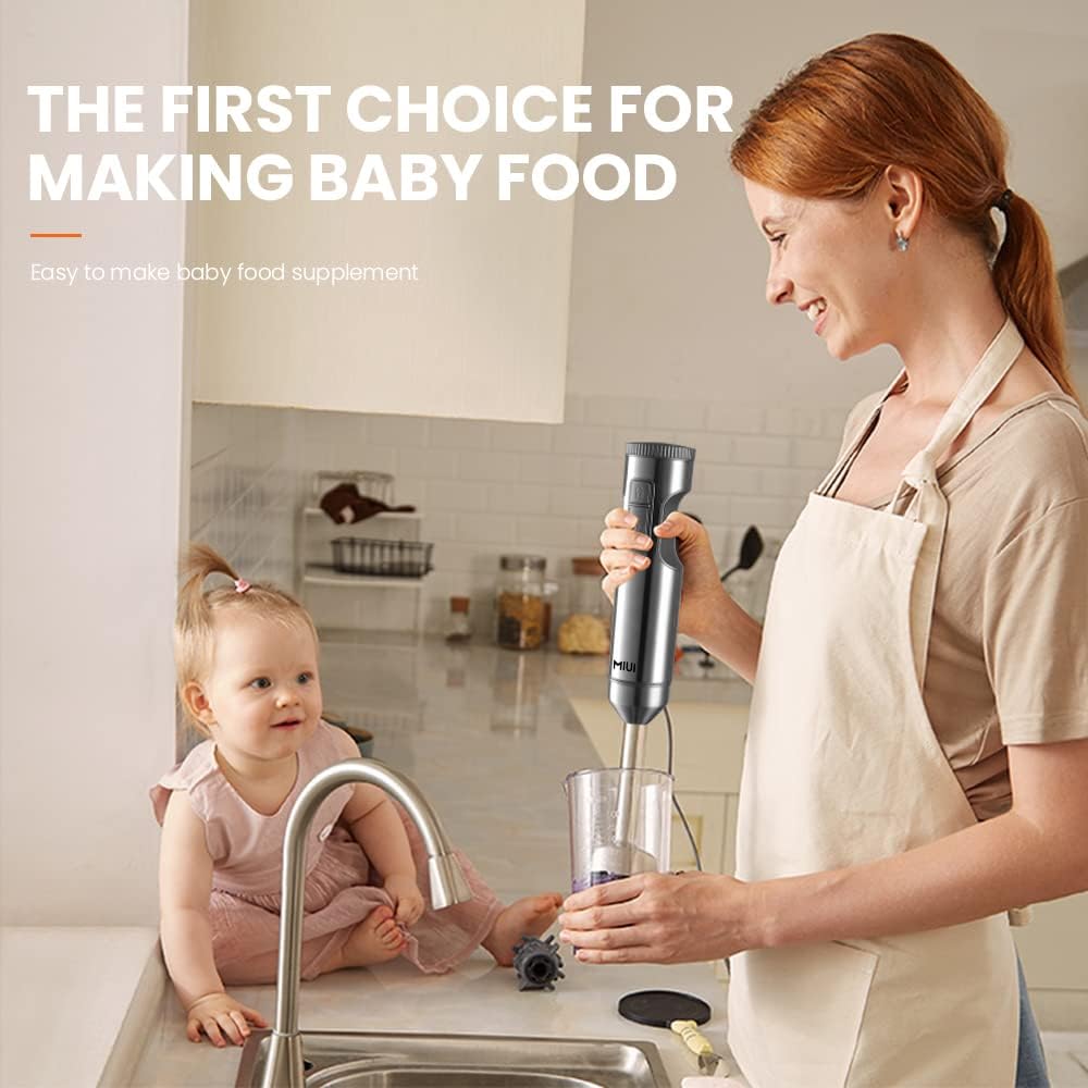 Immersion Handheld Blender - Blenders for Kitchen Hand Mixer Set, 14-Speed Stainless Steel Blade  Body Hand Stick, Hand Blender Electric With Egg Whisk, Perfect for Kitchen Mixing and Pureeing