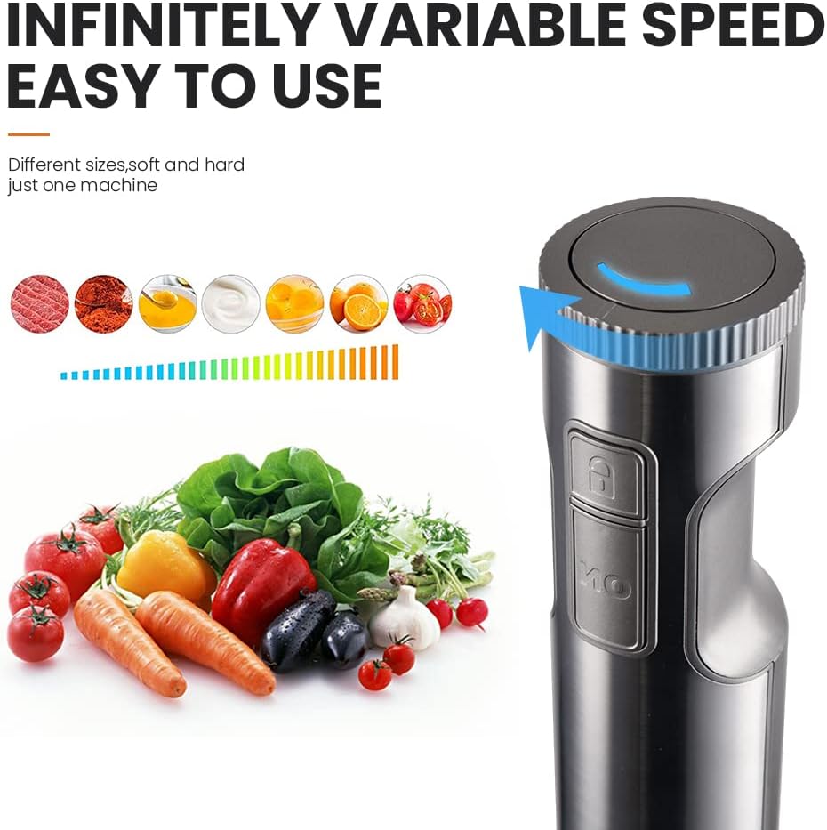 Immersion Handheld Blender - Blenders for Kitchen Hand Mixer Set, 14-Speed Stainless Steel Blade  Body Hand Stick, Hand Blender Electric With Egg Whisk, Perfect for Kitchen Mixing and Pureeing