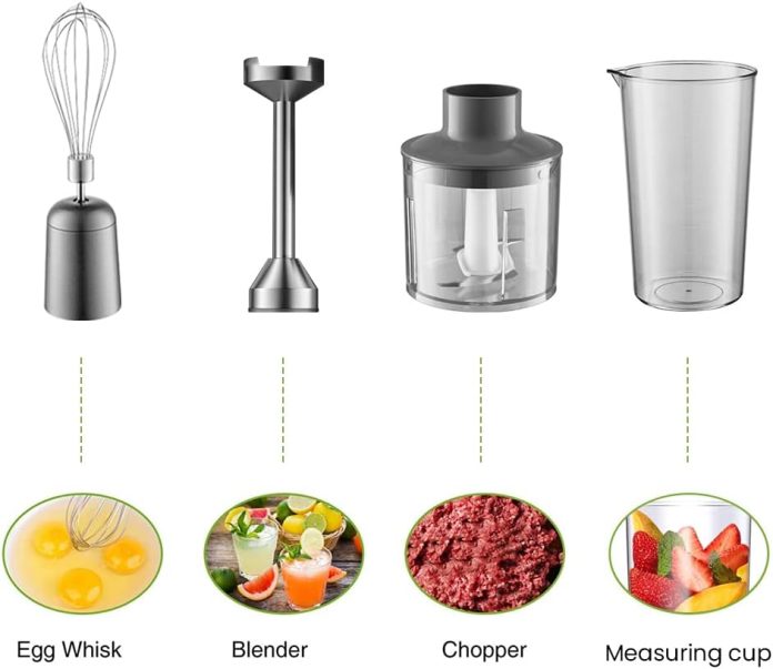 immersion handheld blender blenders for kitchen hand mixer set 14 speed stainless steel blade body hand stick hand blend 4