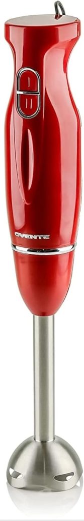 OVENTE Immersion Electric Hand Blender 300 Watt Power 2 Mix Speed with Stainless Steel Blades, Handheld Stick Mixer Set with Egg Whisk Attachment Mixing Beaker and BPA-Free Food Chopper, Black HS565B