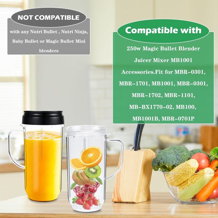 22oz magic bullet blender cups replacement parts with flip top to go lid and handle for magic bullet 250w mb1001 blender 4