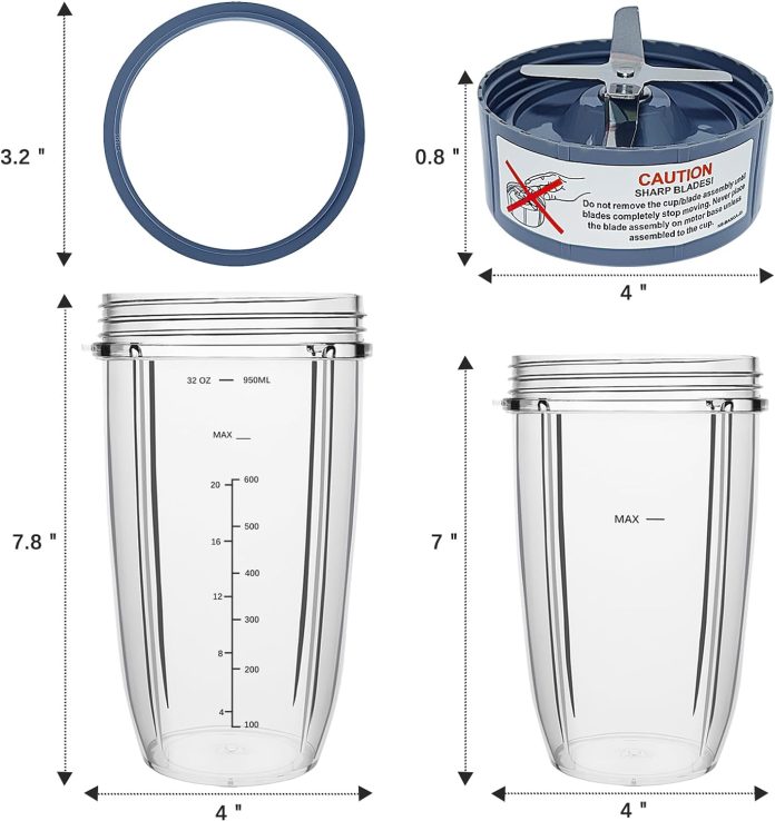 blender replacement parts for nutribullet 32oz 24oz cups with replacement extractor blade compatible with nutri bullet 6 1