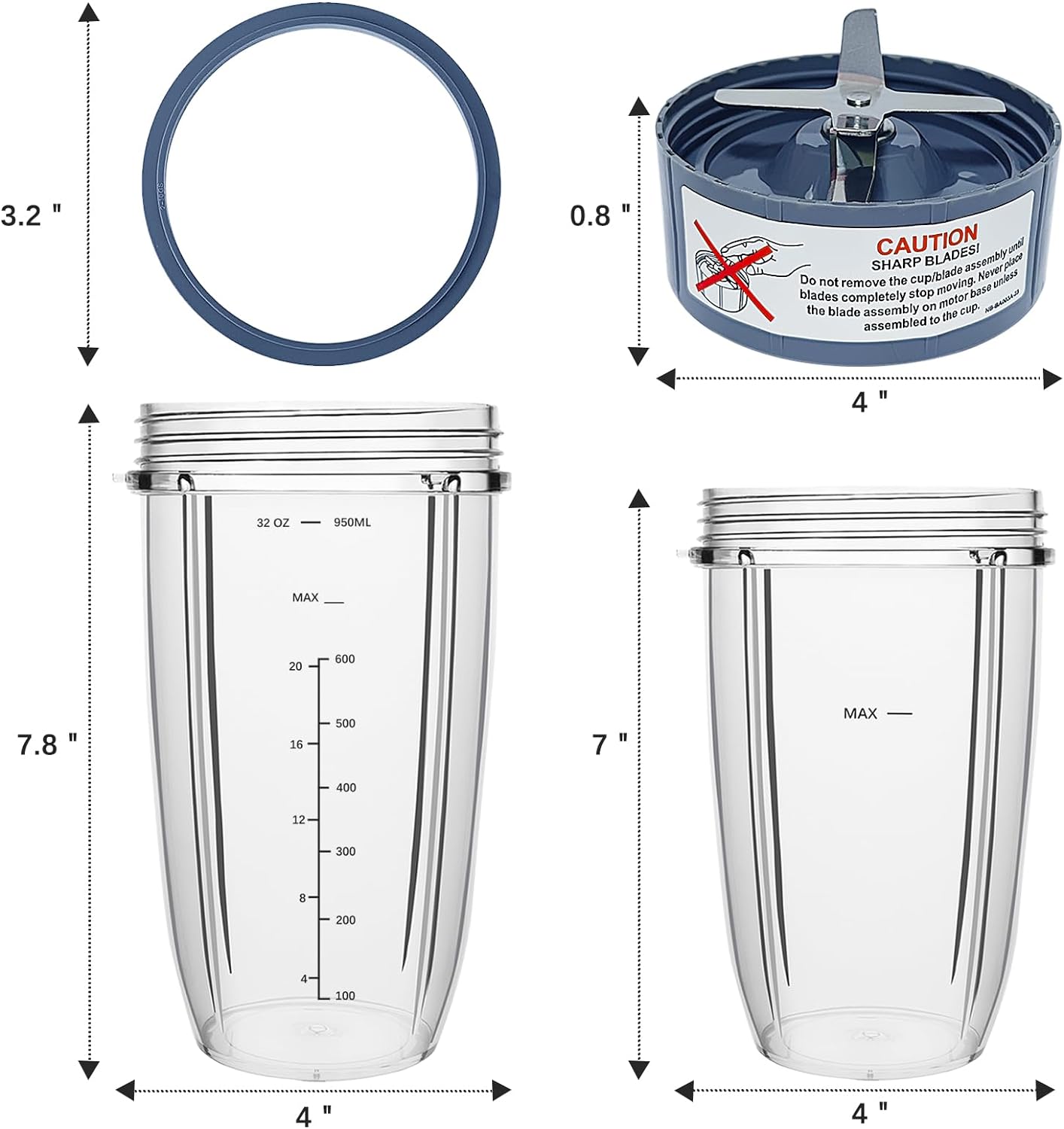 blender replacement parts for nutribullet 32oz 24oz cups with replacement extractor blade compatible with nutri bullet 6 1