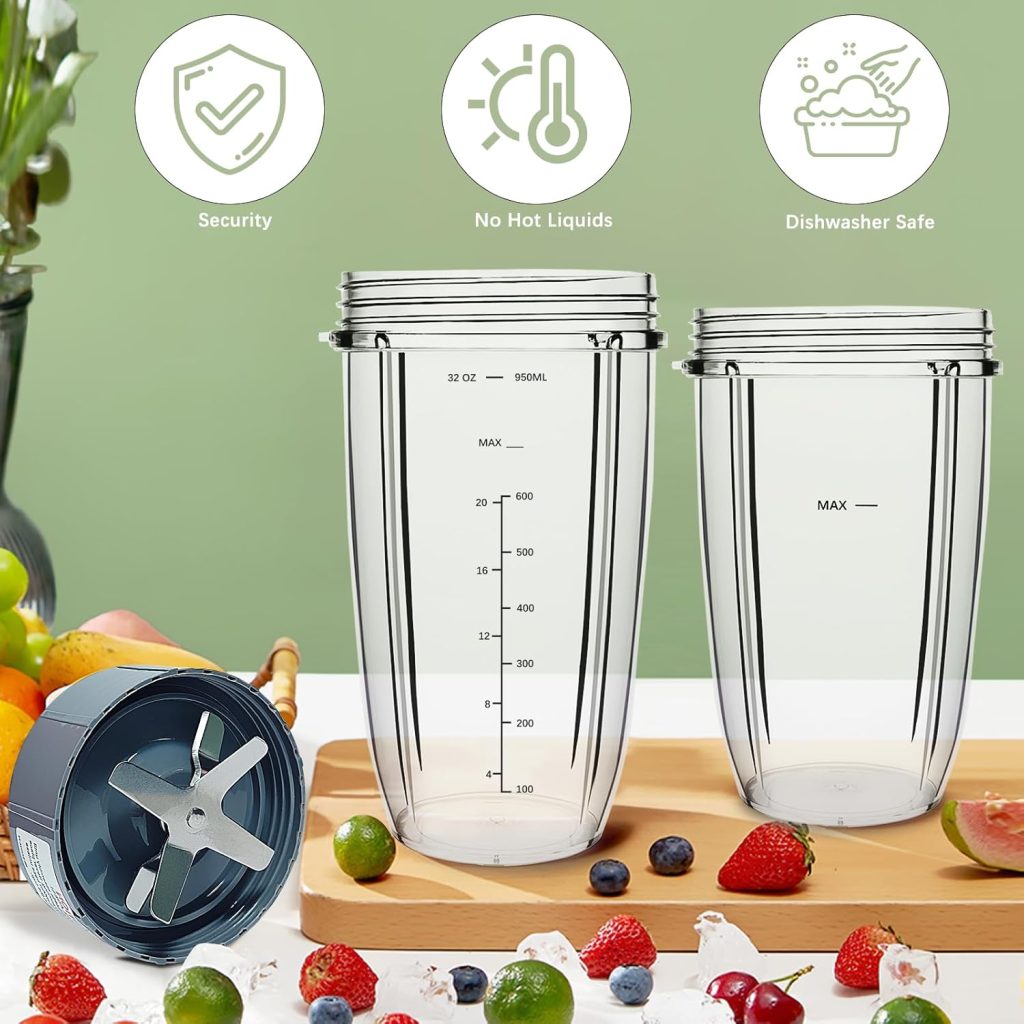 Blender Replacement Parts for Nutribullet, 32oz  24oz Cups with Replacement Extractor Blade, Compatible with Nutri Bullet 600W/900W Pro Blenders (3 PCS)