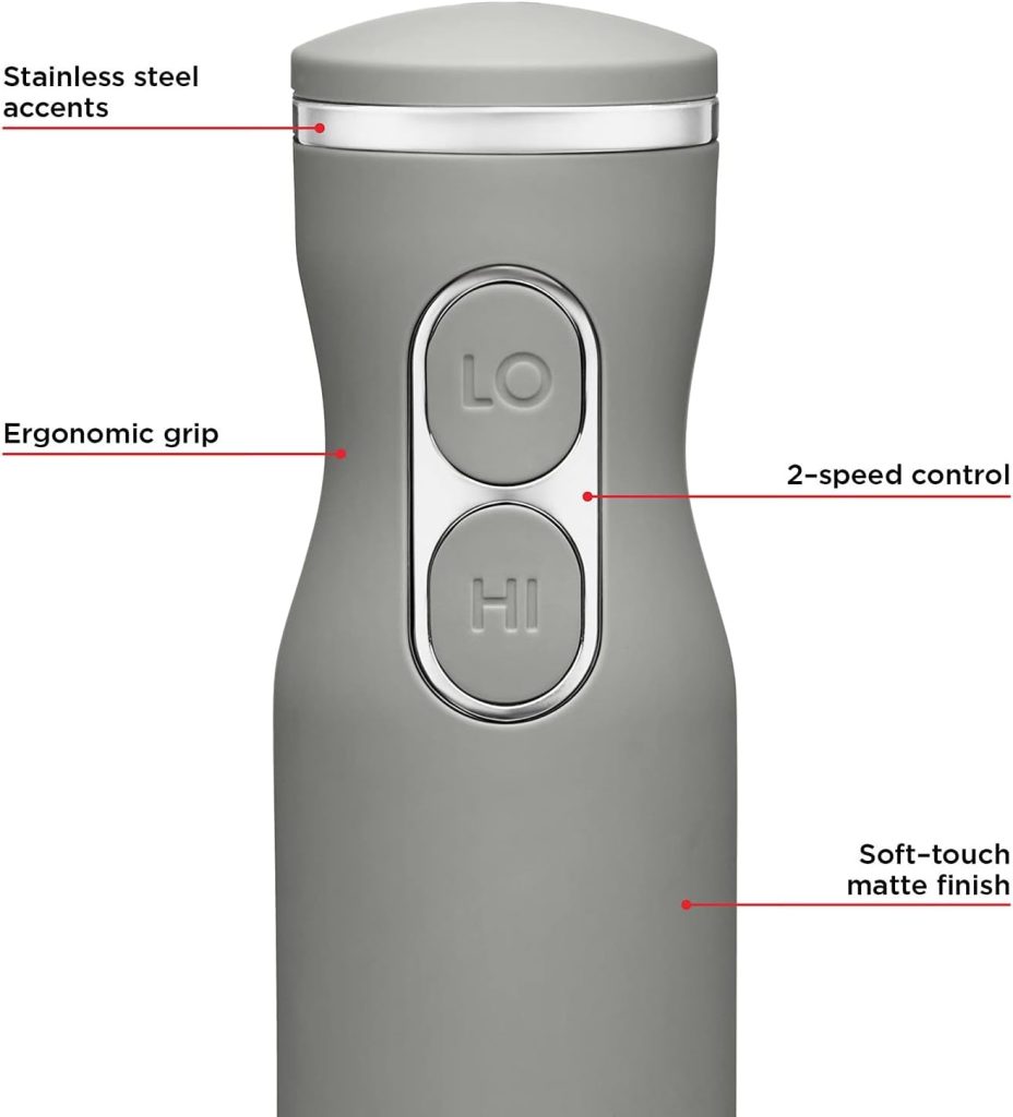 Chefman Immersion Stick Hand Blender Powerful Electric Ice Crushing 2-Speed Control Handheld Food Mixer, Purees, Smoothies, Shakes, Sauces and Soups, Black