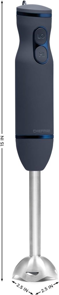 Chefman Immersion Stick Hand Blender Powerful Electric Ice Crushing 2-Speed Control Handheld Food Mixer, Purees, Smoothies, Shakes, Sauces and Soups, Black